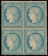 * FRANCE - Poste - 37, Bloc De 4, Signé Roumet (2 Timbres Inférieurs Luxe **): 20c. Bleu (points Jaunes) - 1870 Siège De Paris