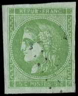 O FRANCE - Poste - 42B, Report 2, Signé Scheller: 5c. Vert-jaune - 1870 Emissione Di Bordeaux