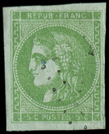 O FRANCE - Poste - 42B, Report 2, Signé Scheller: 5c. Vert-jaune - 1870 Emisión De Bordeaux