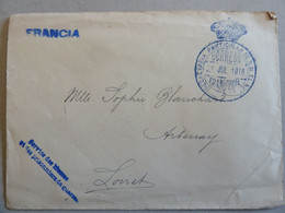 ESPAGNE COURRIER ROYAL POUR LA FRANCE 1916 - Briefe U. Dokumente