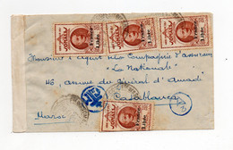 !!! COTE DES SOMALIS, LETTRE PAR AVION DE DJIBOUTI POUR CASABLANCA DE 1943 AVEC BANDE BLANCHE DE CENSURE - Storia Postale