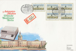 BERLIN 1987 ERSTTAG AUTOMATEN-POSTWERTZEICHEN 5, 65, 75, 85 Und 145 Pf (die Marken 5, 85 Und 145 Pf Mit Deutlich Dunkele - Cartas & Documentos