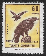 TURQUIA - PAJAROS - AÑO 1967 - Nº  CATALOGO  YVERT 0048  AEREO - USADO - Luchtpost