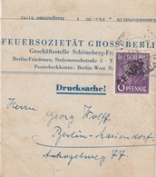 Berlin Schwarzaufdruck, Bedarfsbrief Feuersozietät Gross Berlin 18.01.1949 - Versicherungsbrief - Briefe U. Dokumente