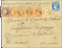 GC 3684 / N° 31 Bande De 4 + N° 58 + N° 59 + N° 60 Càd T 17 CAULNES (21) Sur Lettre Chargée. 1873. - TB / SUP. - R. - 1863-1870 Napoleon III With Laurels