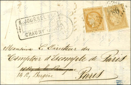 GC 984 / N° 43 (leg Def) + 59 Càd T 17 CHAUNY (2) Sur Lettre Pour Paris. Bel Affranchissement Composé. 1872. - TB. - R. - 1870 Bordeaux Printing