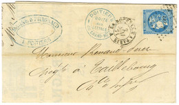 Losange Ambulant / N° 46 Càd LA ROCHELLE A PARIS. Au Recto, Cachet Bleu POITIERS / BOITE / AUX LETTRES / DU GRAND HOTEL. - 1870 Bordeaux Printing