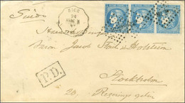 Losange ML 2° / N° 46 Bande De 3 (très Belles Marges) Conv Stat NICE / NICE.M (87) Sur Lettre Pour Stockholm. Exceptionn - 1870 Bordeaux Printing