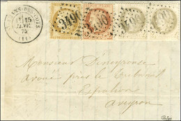 GC 3490 / N° 51 + N° 52 Paire + N° 55 Càd T 17 ST AMANS-DES-COTS (11) Sur Lettre Pour Espalion. 1875. - TB / SUP. - R. - 1871-1875 Ceres