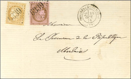 GC 6339 / N° 58 + N° 59 Càd T 17 PLOUNÉVEZ-LOCHRIST (28) Sur Lettre Pour Morlaix. 1874. - SUP. - R. - 1871-1875 Ceres