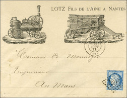 GC 2602 / N° 60 Type I Càd T 17 NANTES (42) Sur Magnifique Enveloppe Publicitaire De La Maison Lotz. 1874. - SUP. - R. - 1871-1875 Ceres