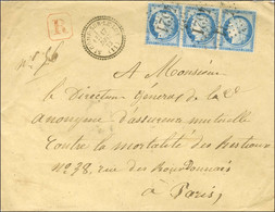 GC 4521 / N° 60 Bande De 3 Type 1 Càd T 23 ST COME-SUR-LE-LOT (11) Sur Lettre Recommandée Pour Paris. Exceptionnelle Ass - 1871-1875 Ceres