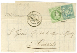 Càd T 17 MILLAU (11) / N° 53 + 65 Sur Lettre Locale. 1876. - SUP. - 1876-1878 Sage (Tipo I)