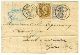 Càd T 18 ST QUENTIN / AISNE / N° 13 Type 2 (leg Def) + 66 Sur Lettre Pour Libourne. Exceptionnelle Association Avec 10c  - 1876-1878 Sage (Tipo I)