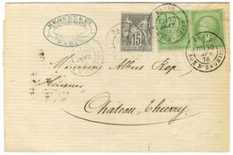 Càd PARIS / RUE D'ENGHIEN / N° 20 (2) + 77 Sur Lettre Pour Château-Thierry. 1878. - SUP.. - 1876-1878 Sage (Tipo I)