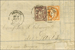 Càd T 18 ORLEANS / LOIRET / N° 38 + 67 Sur Lettre 4 Ports (tarif Du 1er Mai 1878) Pour Paris. 1878. - TB / SUP. - 1876-1878 Sage (Type I)