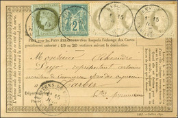 Càd T 17 RABASTENS-DE-BIGORRE (63) / N° 50 + 52 Bande De 3 + 74 Sur Carte Précurseur Pour Tarbes. 1877. - TB / SUP. - R. - 1876-1878 Sage (Type I)