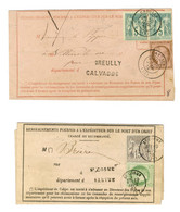 Lot De 2 Avis De Réception Dont Un Avec Paire Du N° 64. - TB. - 1876-1878 Sage (Tipo I)