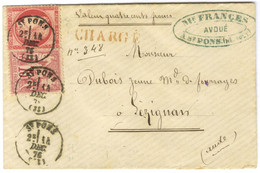 Càd T 16 ST PONCE (33) / N° 57 + 71 Sur Lettre Chargée Pour Lézignan. 1876. - SUP. - R. - 1876-1878 Sage (Type I)