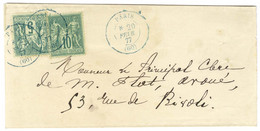 Càd Bleu PARIS 60 / N° 75 + 76 Sur Lettre Adressée Localement. 1877. - SUP. - R. - 1876-1878 Sage (Tipo I)