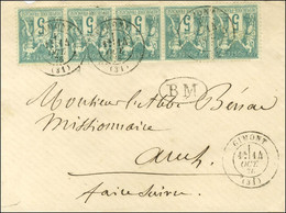 Càd T 17 GIMONT (31) / N° 64 Bande De 5 Sur Lettre Remise à La Boite Mobile Pour Auch. 1876. - SUP. - R. - 1876-1878 Sage (Tipo I)