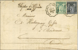 Convoyeur Ligne BELFORT A BESANCON / N° 63 + 89 Sur Papiers D'affaires Pour Bordeaux. 1878. - SUP. - R. - 1876-1878 Sage (Type I)