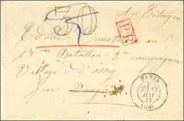 Càd PARIS 60 12 MAI 71 Taxe 30 DT Annulée Et Remplacée Par Un P.P. Rouge Sur Lettre Pour Un Militaire à Issy. Au Verso,  - War 1870