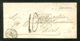 Lettre De Jacmel Pour Paris. Au Verso, Càd JACMEL 10 AVRIL 71. Au Recto, Càd D'entrée AMB. CALAIS B Et Marque D'échange  - War 1870