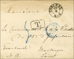 Càd COBLENZ Sur Lettre Non Affranchie Pour La France, Taxe Tampon 5 Bleu. 1881. - TB / SUP. - Postal Rates