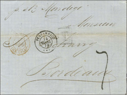 Càd PERNAMBUCO Sur Lettre Non Affranchie Pour Bordeaux. Au Recto, Taxe Tampon 7. 1878. - TB. - Maritime Post