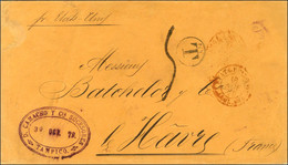 Lettre Non Affranchie De Tampico Pour Le Havre Par La Voie Des Etats-Unis . Au Recto, Taxe Tampon 5. 1879. - TB. - Maritime Post