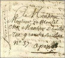 BRAY S.S. (Bray Sur Seine L N° 1) + '' Franch '' (L N° 3) Sur Lettre Pour Paris. Au Recto, En Arrivée PP Fleur De Lys. 1 - 1701-1800: Vorläufer XVIII