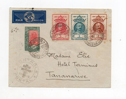 !!! COTE DES SOMALIS, LETTRE DE DJIBOUTI DE 1943 POUR TANANARIVE, RARE CENSURE CONTROLE POSTAL + CROIX DE LORRAINE - Cartas & Documentos