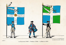 Jolie CP Série éditée En 1978 Imagerie Pellerin N°11 Régiments  La Couronne Et La Marine, 18e Siècle - Drapeaux