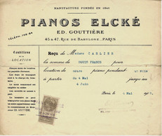 1909 ENTETE MANUFACTURE DE PIANOS ELCKE Paris ED. GOUTTIERE VOIR SCANS+HISTORIQUE - 1900 – 1949