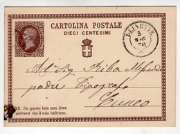 Regno D'Italia (1876) - Intero Postale Con Testo Da Beinette Per Cuneo - Stamped Stationery