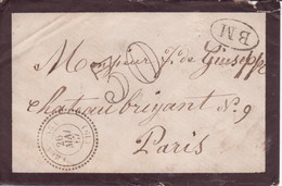 Petite Enveloppe Boîte Mobile Distribution Type 22 ERBALONGA CORSE Taxe 30 > Paris Mai 1867 Très Bonne Date! - 1849-1876: Klassieke Periode