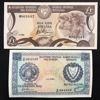 Cipro Cyprus 250 Mils 1982 SUP/FDS Pick 41c + Cipro 1 $ Pound 1982 Q.fds  LOTTO 2765 - Cyprus