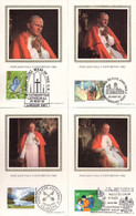 GREAT BRITAIN, UK - 4 POSTCARD MAXICARD 1982 - POPE JOHN PAUL II - SILK PRINT, BENHAM COLLECTION - STAMP - SOUVENIR 1.30 - Papes