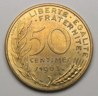 RARE En L'ETAT : SPL ! 50 Centimes Marianne, Col à 3 Plis, Bronze-aluminium, 1963 - V° République - 50 Centimes