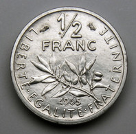 RARISSIME : 400 Exemplaires ! Piéfort 1/2 Franc Semeuse, Nickel, 1965 - V° République - Probedrucke