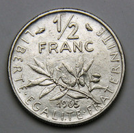 1/2 Franc Semeuse, Caractères Fins, Nickel, 1965 - V° République - 1/2 Franc