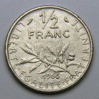 1/2 Franc Semeuse, Nickel, 1966 - V° République - 1/2 Franc