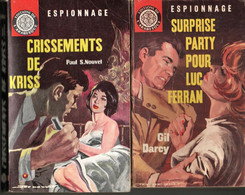 2 Romans Espionnage N: 207 & 266 De 1962 Et 1963 * Editions De L'Arabesque Surprise Partiy & Crissements De Kriss - Editions De L'Arabesque
