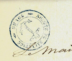 1852  LOIRE MARINE COMPAGNIE DE SAUVETAGE DE LA VILLE DE TOURS LETTRE 'ORGANISATION DE REGATES BATEAUX CANOTS - Historische Documenten
