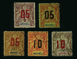 MOHELI - COLONIE FRANCAISE - LOT DE 5 FAUX TIMBRES FOURNIER - TIMBRE OBLITERES - Used Stamps