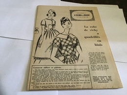 Patron De Couture L écho  De La Mode1960 - Patrons