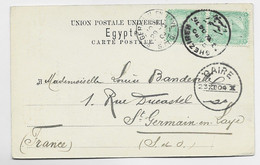 EGYPT CARTE COIFFEUR ARABE + 2MX2 GHEZIREH CAIRO 1904 TO FRANCE - 1915-1921 British Protectorate
