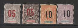 Martinique 1912 Série Courante Surchargée 78-81, 17 Val * Charnière MH - Neufs