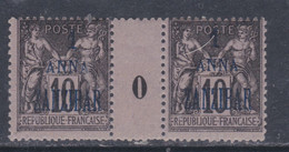 Zanzibar N° 21 XX 1 A. Sur 10 C. Noir Sur Lilas En Paire Millésime 0 Sans Charnière, TB - Unused Stamps